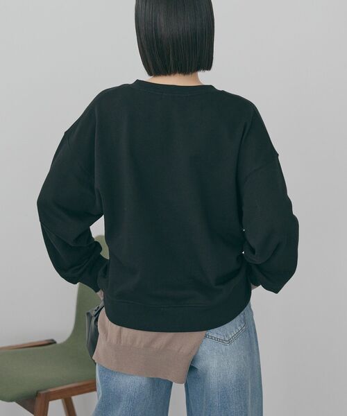 AMERICAN HOLIC(アメリカンホリック)の「ワンポイント サガラ刺繍裏毛スウェット(スウェット・レディース・ブラック/杢グレー・L/M)」の5枚目の写真