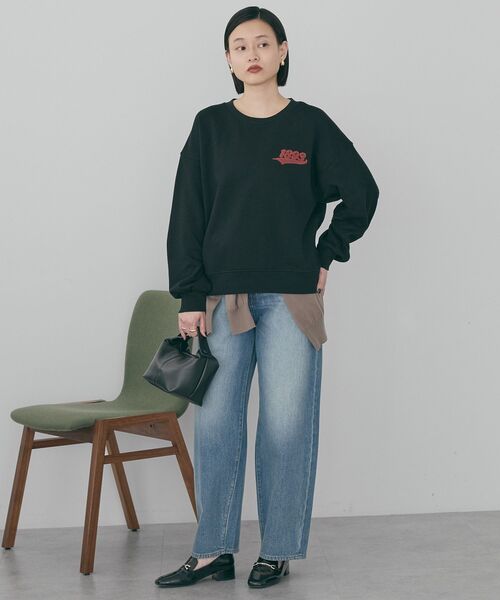 AMERICAN HOLIC(アメリカンホリック)の「ワンポイント サガラ刺繍裏毛スウェット(スウェット・レディース・ブラック/杢グレー・L/M)」の7枚目の写真