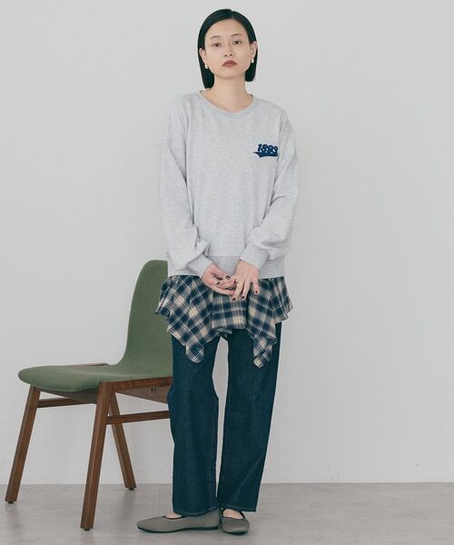 AMERICAN HOLIC(アメリカンホリック)の「ワンポイント サガラ刺繍裏毛スウェット(スウェット・レディース・ブラック/杢グレー・L/M)」の15枚目の写真
