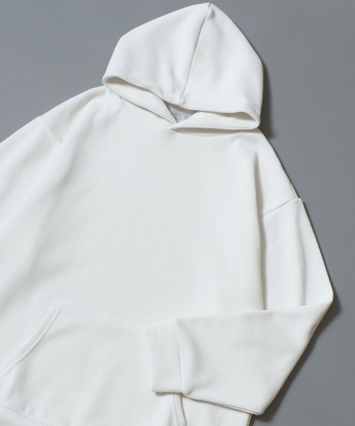 ANPAS（アンパス）の「Cable knit like Hoodie/ケーブル柄 裏シャギースウェットパーカー あったか裏起毛 フーディー メンズ レディース ユニセックス（パーカー・メンズ・ネイビー/ブラウン/スミクロ/アイボリー・LL/M/L）」の2枚目の写真