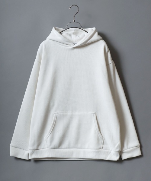 ANPAS（アンパス）の「Cable knit like Hoodie/ケーブル柄 裏シャギースウェットパーカー あったか裏起毛 フーディー メンズ レディース ユニセックス（パーカー・メンズ・ネイビー/ブラウン/スミクロ/アイボリー・LL/M/L）」の11枚目の写真