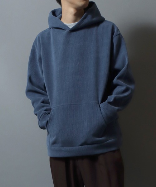 ANPAS（アンパス）の「Cable knit like Hoodie/ケーブル柄 裏シャギースウェットパーカー あったか裏起毛 フーディー メンズ レディース ユニセックス（パーカー・メンズ・ネイビー/ブラウン/スミクロ/アイボリー・LL/M/L）」の22枚目の写真