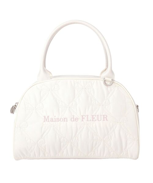 Maison de FLEUR（メゾンドフルール）の「リボンキルティング2Wayボストンバッグ（ハンドバッグ・レディース・アイボリー/ピンク・FREE）」の5枚目の写真