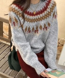 CANVAS+（キャンバスプラス）の「【CANVAS＋】ノルディック柄ニットプルオーバー（ニット/セーター）」