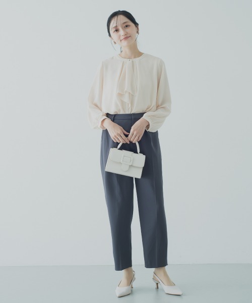 Petitjo(プッチージョ)の「小さいサイズ 配色ラッフルブラウス 低身長さん・小柄女性(シャツ/ブラウス・レディース・オフホワイト/ベビーピンク・PSS/PS/PM/PL)」の11枚目の写真