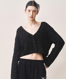 TWINKLE CROP WOOL KNIT CARDIGAN_BLACK