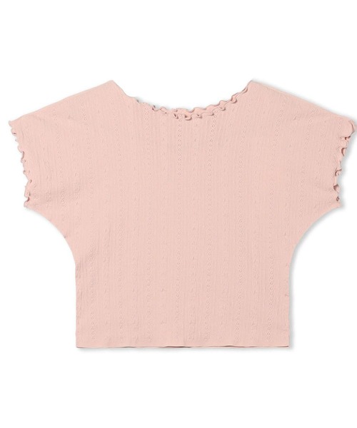 Chacott(チャコット)の「【ノーソーイングニット】メロウコンパクトニットTシャツ(ニット/セーター・レディース・ピンク/ブラック・M)」の2枚目の写真