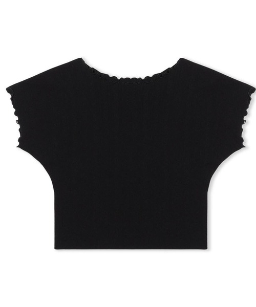 Chacott(チャコット)の「【ノーソーイングニット】メロウコンパクトニットTシャツ(ニット/セーター・レディース・ピンク/ブラック・M)」の1枚目の写真