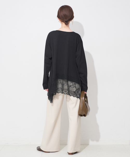 SLOBE IENA（スローブイエナ）の「《追加4》レースコンビカットソー（Tシャツ/カットソー・レディース・ブラック/ホワイト・FREE）」の15枚目の写真