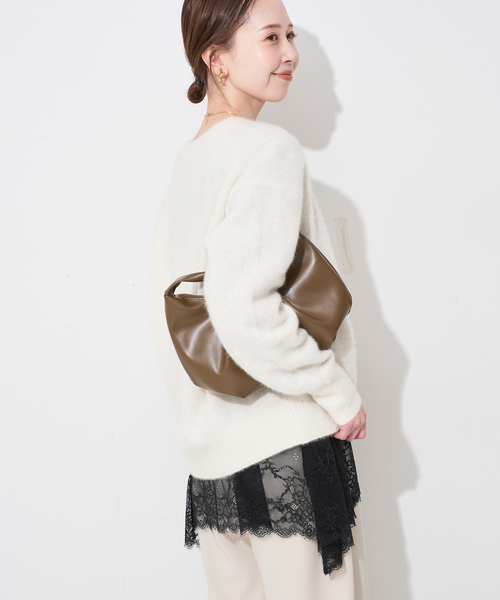 SLOBE IENA（スローブイエナ）の「《追加4》レースコンビカットソー（Tシャツ/カットソー・レディース・ブラック/ホワイト・FREE）」の9枚目の写真