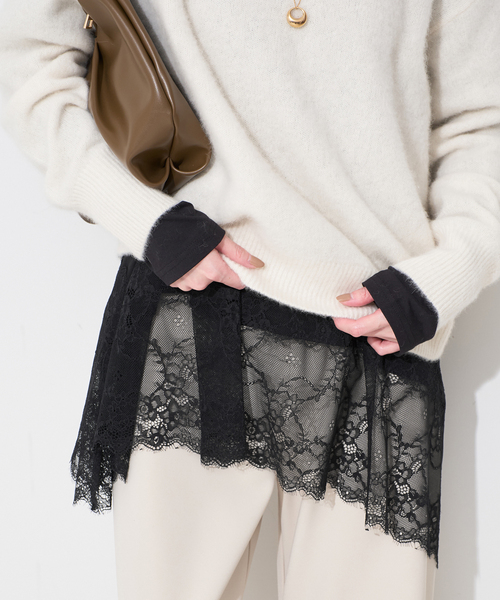 SLOBE IENA（スローブイエナ）の「《追加4》レースコンビカットソー（Tシャツ/カットソー・レディース・ブラック/ホワイト・FREE）」の11枚目の写真