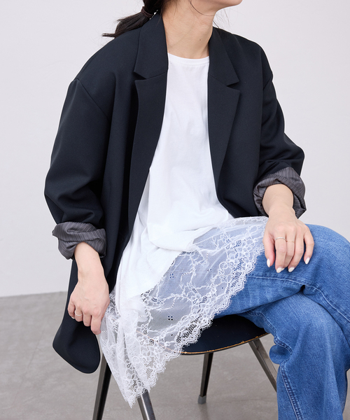 未開封　新品未使用　スローブイエナ　SLOBE IENA レースコンビカットソー 追加4》レースコンビカットソー（Tシャツ/カットソー）｜SLOBE IENA