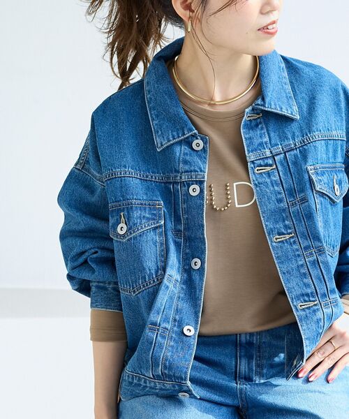 le.coeur blanc（ルクールブラン）の「ソフトデニムジャケット（デニムジャケット・レディース・ブルー/ライトブルー・38）」の7枚目の写真