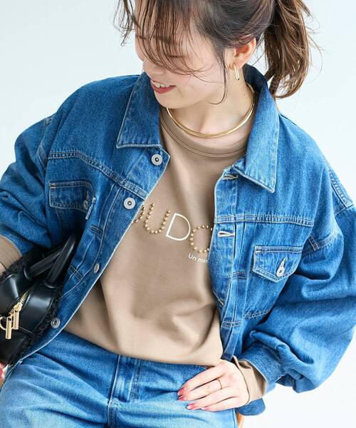 le.coeur blanc（ルクールブラン）の「ソフトデニムジャケット（デニムジャケット・レディース・ブルー/ライトブルー・38）」の9枚目の写真