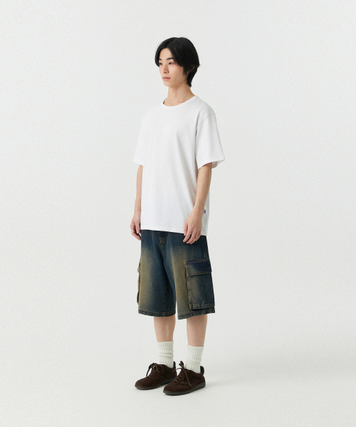 STENDS（ステンズ）の「[M~4XL] カーゴポケットバミューダデニムパンツ_ヴィンテージブルー（その他パンツ・レディース・その他・X-LARGE/XX-LARGE/MEDIUM/LARGE/XXX-LARGE/XXXX-LARGE）」の3枚目の写真