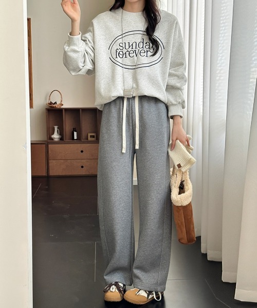 DAY CLOSET（デイ クローゼット）の「【大きいサイズ有/裏起毛/全周ゴム・調節紐付き】冬もぽかぽか。スウェット ボア フリース イージーパンツ レディース（スウェットパンツ・レディース・ブラック/ベージュ系その他/グレー・L/M/XL）」の7枚目の写真