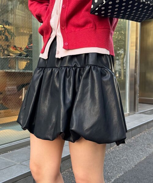 セール】【neutral by ciaopanic】フェイクレザーバルーンスカート