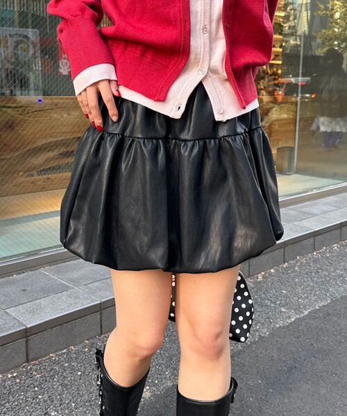 セール】【neutral by ciaopanic】フェイクレザーバルーンスカート