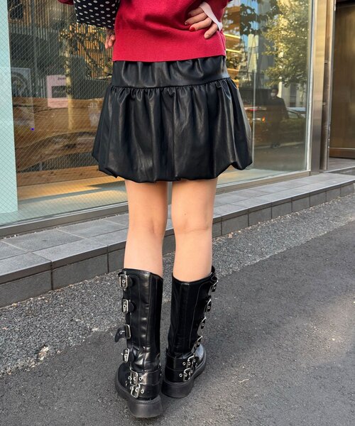 セール】【neutral by ciaopanic】フェイクレザーバルーンスカート