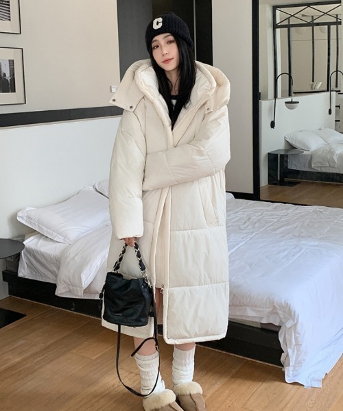 セール】2way オーバーサイズ フード脱着 スタンドカラー エコダウン