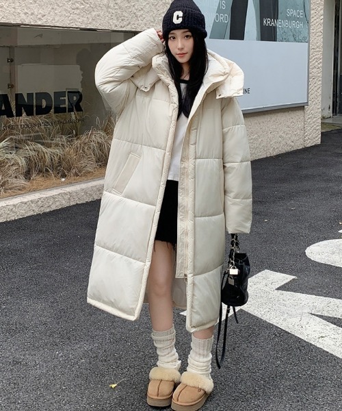 セール】2way オーバーサイズ フード脱着 スタンドカラー エコダウン