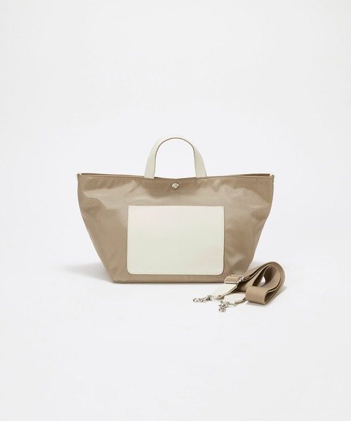 Breath TOPKAPI(ブレストプカピ)の「【Breath TOPKAPI sis】【WEB限定】ナイロン レザーポケット ミニ トートバッグ ショルダー付き 軽量 / CALM カーム(トートバッグ・レディース・カーキ/グレー/ブラック/ベージュ・FREE)」の4枚目の写真