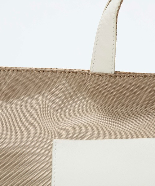 Breath TOPKAPI(ブレストプカピ)の「【Breath TOPKAPI sis】【WEB限定】ナイロン レザーポケット ミニ トートバッグ ショルダー付き 軽量 / CALM カーム(トートバッグ・レディース・カーキ/グレー/ブラック/ベージュ・FREE)」の6枚目の写真