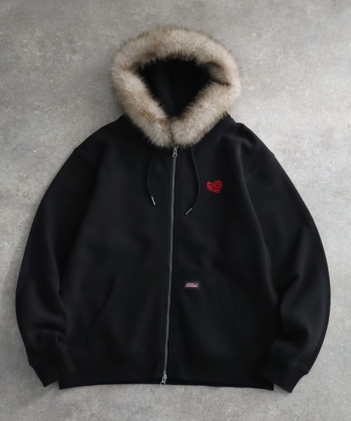 Dickies（ディッキーズ）の「【GENUINE DICKIES/ジェニュインディッキーズ】裏起毛 ファー付きダブルジップパーカー（パーカー・レディース・ベージュ/スミクロ/ブラック・M/L/XL）」の20枚目の写真