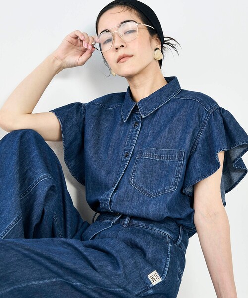 Rie Miller(リエミラー)の「【RM denim】ラッフルスリーブデニムブラウス(シャツ/ブラウス・レディース・インディゴブルー/ブルー系その他7・FREE)」の20枚目の写真