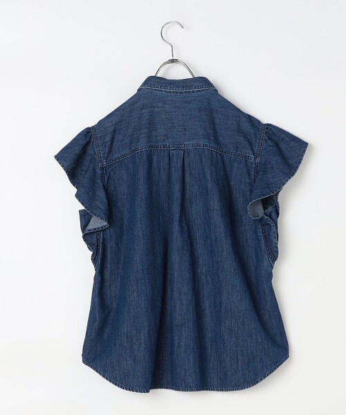 Rie Miller(リエミラー)の「【RM denim】ラッフルスリーブデニムブラウス(シャツ/ブラウス・レディース・インディゴブルー/ブルー系その他7・FREE)」の4枚目の写真