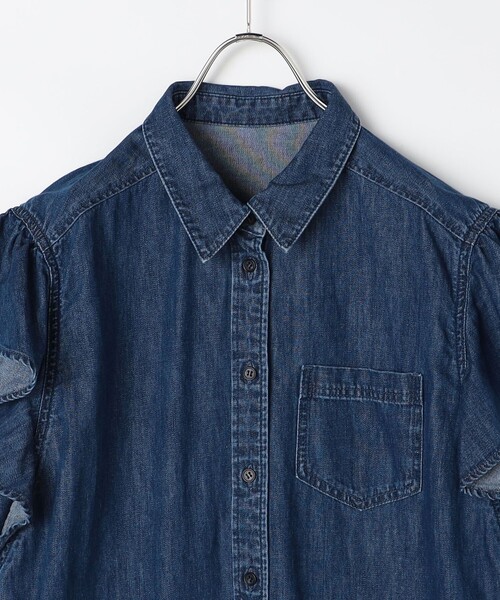 Rie Miller(リエミラー)の「【RM denim】ラッフルスリーブデニムブラウス(シャツ/ブラウス・レディース・インディゴブルー/ブルー系その他7・FREE)」の5枚目の写真