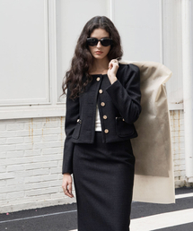 320SHOWROOM（320ショールーム）の「Tweed Puff Sleeve Jacket Black（その他アウター）」