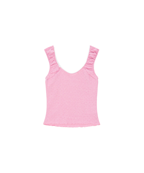 SALAD BAGUNI(サラダバグニ)の「Frill lace cap sleeve - pink(Tシャツ/カットソー・レディース・その他・FREE)」の2枚目の写真