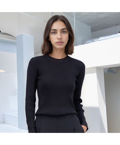 ACUD(アクド)の「Slim Ribbed Knit _Black(ニット/セーター・レディース・ブラック・FREE)」の1枚目の写真
