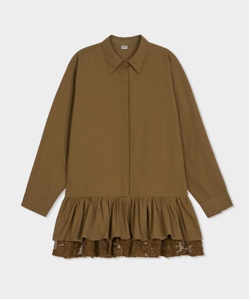 BELLOL（ベロエル）の「Ruffle layered shirt dress BROWN（ワンピース・レディース・その他・FREE）」の7枚目の写真