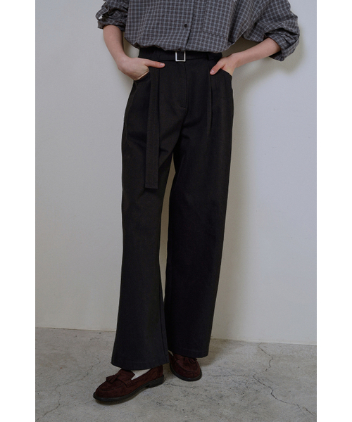 WITHOUT SUMMER(ウィズアウトサマ)の「ベルト付きコットンパンツ_ブラック(その他パンツ・レディース・その他・S/M)」の1枚目の写真