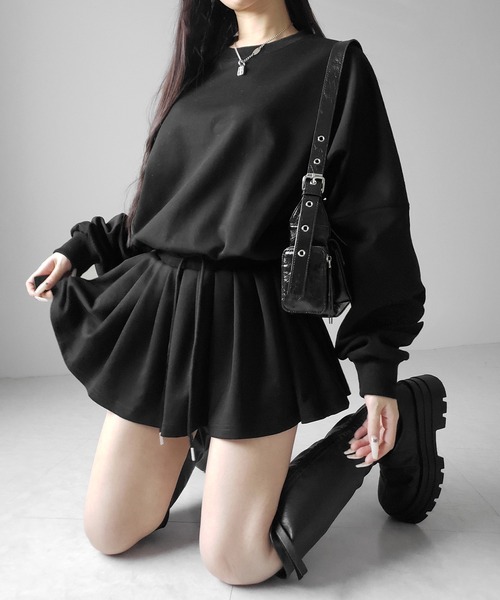 me+em select(ミームセレクト)の「【 2color 】オーバースウェットフレアミニワンピース / over sweat flare mini onepiece(ワンピース・レディース・グレー/ブラック・FREE)」の22枚目の写真