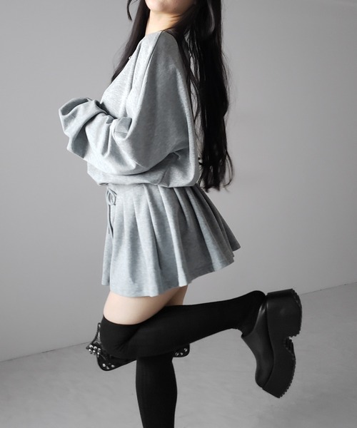 me+em select(ミームセレクト)の「【 2color 】オーバースウェットフレアミニワンピース / over sweat flare mini onepiece(ワンピース・レディース・グレー/ブラック・FREE)」の14枚目の写真