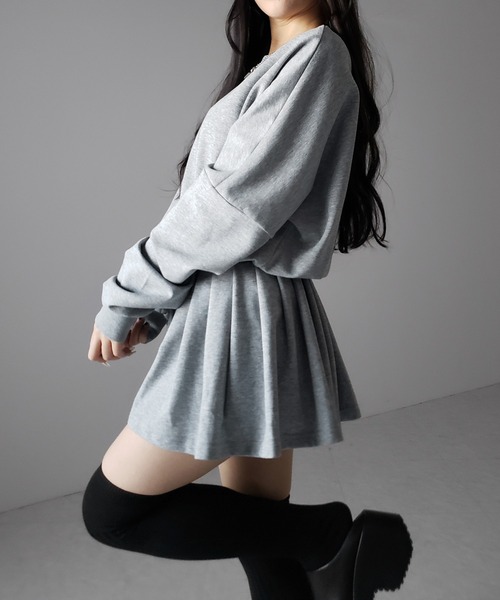 me+em select(ミームセレクト)の「【 2color 】オーバースウェットフレアミニワンピース / over sweat flare mini onepiece(ワンピース・レディース・グレー/ブラック・FREE)」の10枚目の写真