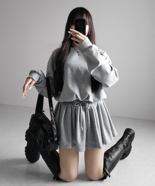 me+em select(ミームセレクト)の「【 2color 】オーバースウェットフレアミニワンピース / over sweat flare mini onepiece(ワンピース・レディース・グレー/ブラック・FREE)」の20枚目の写真