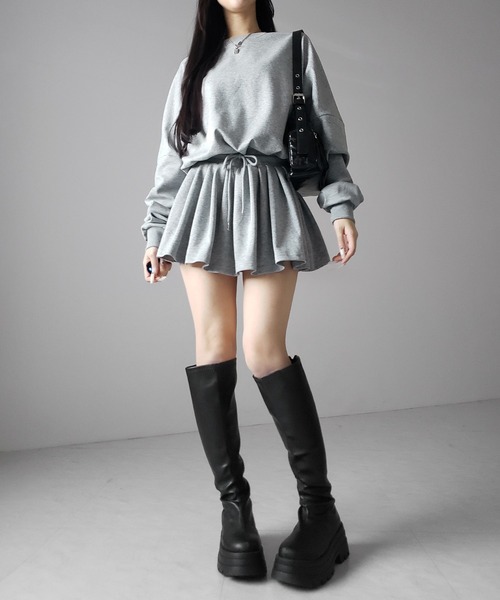 me+em select(ミームセレクト)の「【 2color 】オーバースウェットフレアミニワンピース / over sweat flare mini onepiece(ワンピース・レディース・グレー/ブラック・FREE)」の19枚目の写真