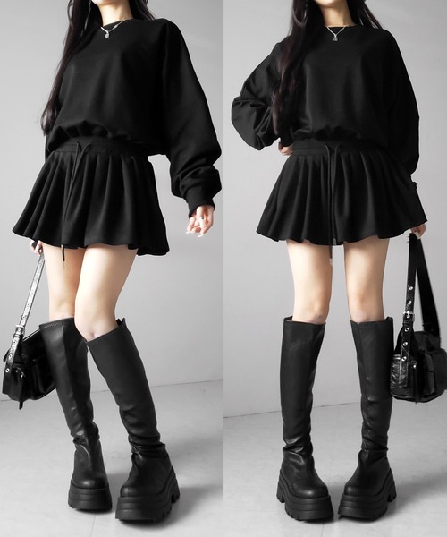 me+em select(ミームセレクト)の「【 2color 】オーバースウェットフレアミニワンピース / over sweat flare mini onepiece(ワンピース・レディース・グレー/ブラック・FREE)」の21枚目の写真