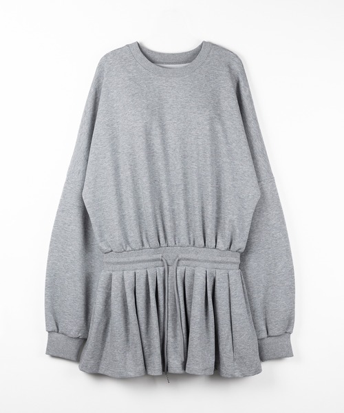 me+em select(ミームセレクト)の「【 2color 】オーバースウェットフレアミニワンピース / over sweat flare mini onepiece(ワンピース・レディース・グレー/ブラック・FREE)」の3枚目の写真