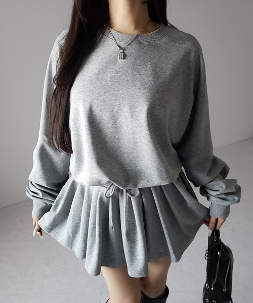 me+em select(ミームセレクト)の「【 2color 】オーバースウェットフレアミニワンピース / over sweat flare mini onepiece(ワンピース・レディース・グレー/ブラック・FREE)」の8枚目の写真