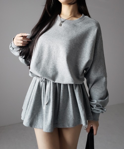 me+em select(ミームセレクト)の「【 2color 】オーバースウェットフレアミニワンピース / over sweat flare mini onepiece(ワンピース・レディース・グレー/ブラック・FREE)」の15枚目の写真