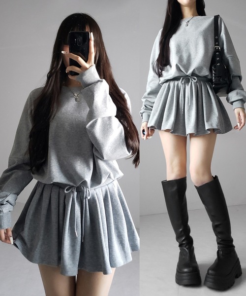 me+em select(ミームセレクト)の「【 2color 】オーバースウェットフレアミニワンピース / over sweat flare mini onepiece(ワンピース・レディース・グレー/ブラック・FREE)」の4枚目の写真