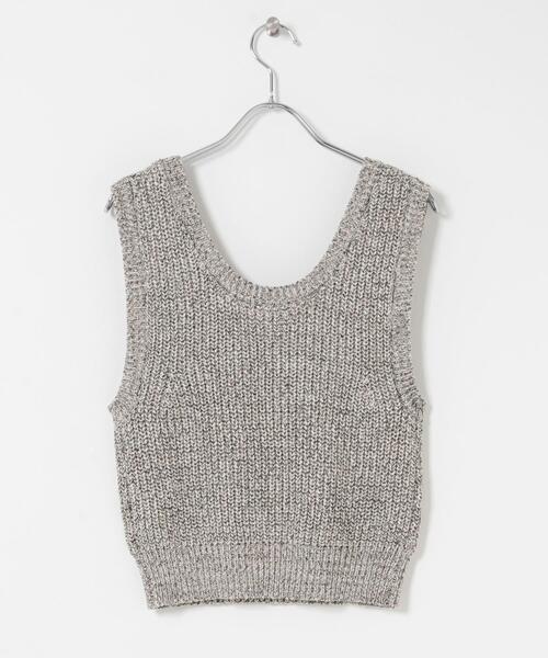 URBAN RESEARCH Sonny Label（アーバンリサーチサニーレーベル）の「メランジテープヤーンUネックニットベスト（ベスト・レディース・グレー系その他/ベージュ系その他・FREE）」の4枚目の写真