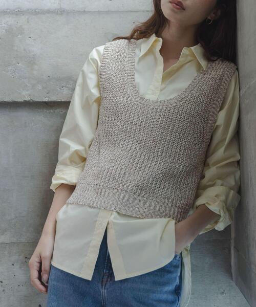 URBAN RESEARCH Sonny Label（アーバンリサーチサニーレーベル）の「メランジテープヤーンUネックニットベスト（ベスト・レディース・グレー系その他/ベージュ系その他・FREE）」の7枚目の写真
