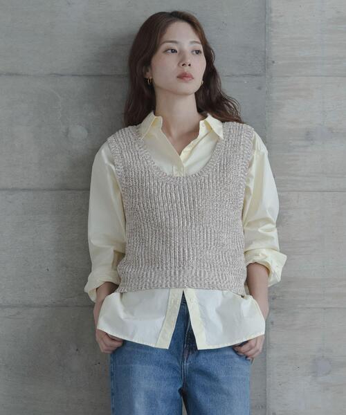 URBAN RESEARCH Sonny Label（アーバンリサーチサニーレーベル）の「メランジテープヤーンUネックニットベスト（ベスト・レディース・グレー系その他/ベージュ系その他・FREE）」の9枚目の写真