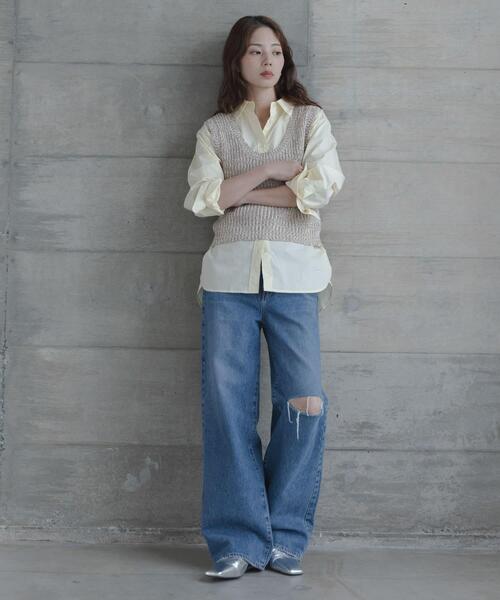 URBAN RESEARCH Sonny Label（アーバンリサーチサニーレーベル）の「メランジテープヤーンUネックニットベスト（ベスト・レディース・グレー系その他/ベージュ系その他・FREE）」の12枚目の写真